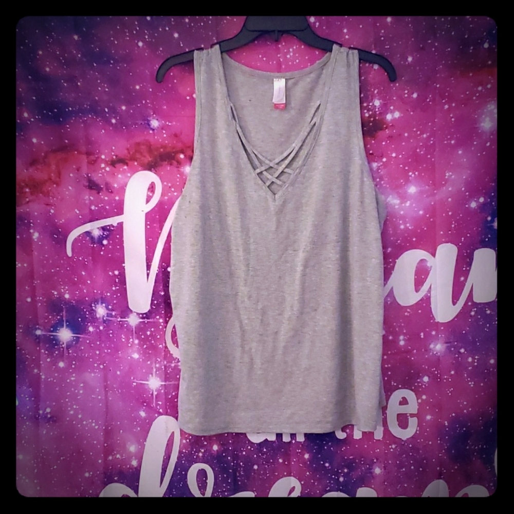 Grey criss-cross tank top